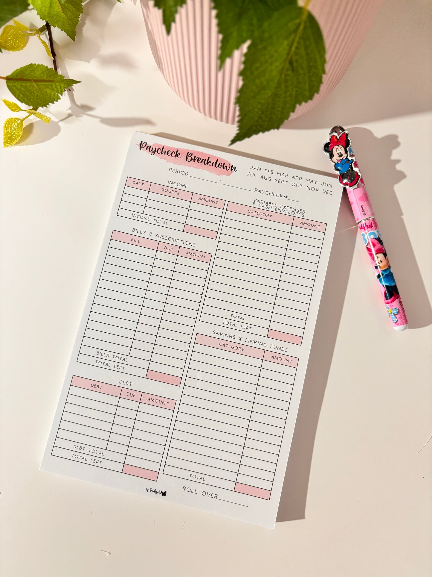 Paycheck Breakdown Notepad