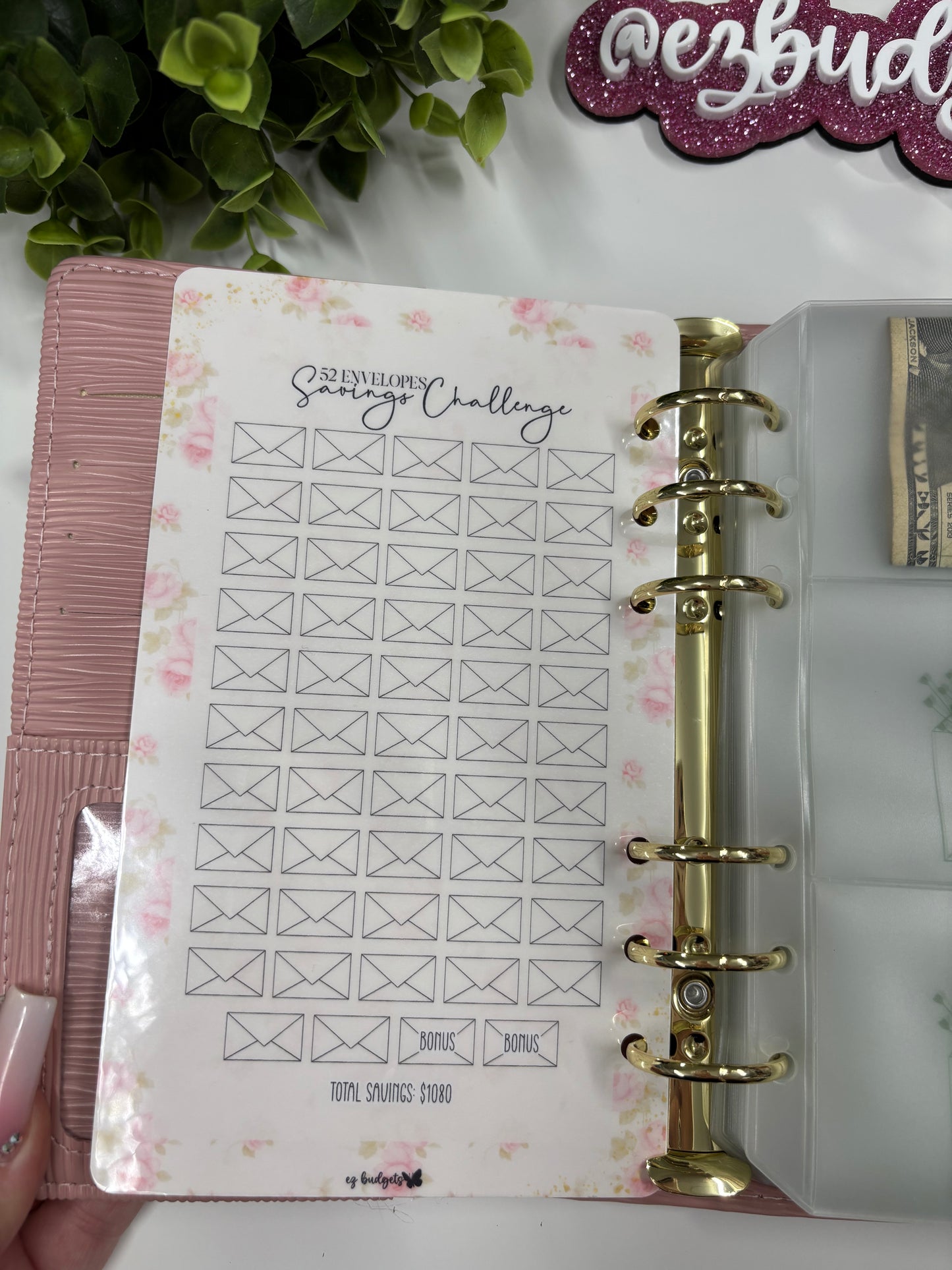 A6 52 weeks savings challenge, $20 per week challenge