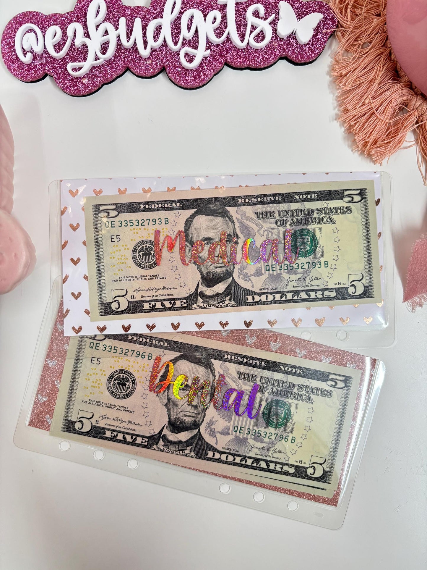 A6 Hearts Custom envelopes, clear front cash envelopes, A6 Cash envelopes, Cash envelopes for Budget Binder