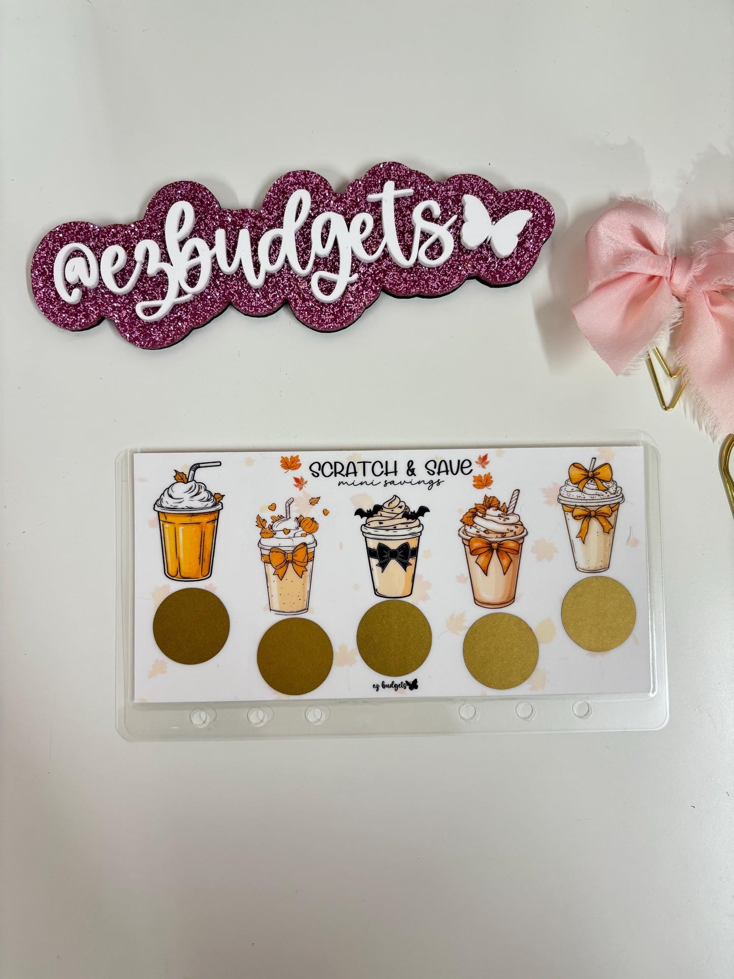A6 Fall Drink Savings Challenge | Scratch & Save | Coffee Cash Envelope | A6 Budget Tracker for Cash Stuffing