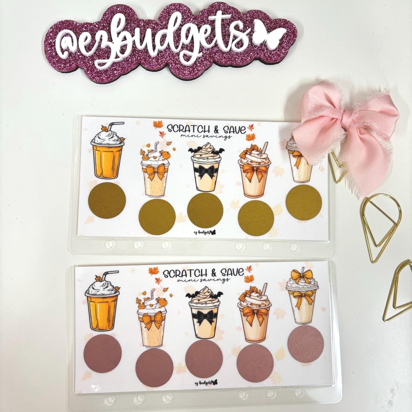 A6 Fall Drink Savings Challenge | Scratch & Save | Coffee Cash Envelope | A6 Budget Tracker for Cash Stuffing