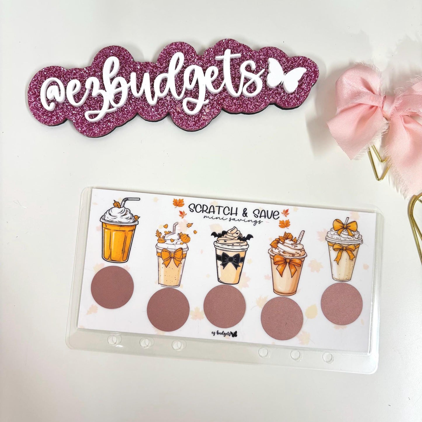 A6 Fall Drink Savings Challenge | Scratch & Save | Coffee Cash Envelope | A6 Budget Tracker for Cash Stuffing