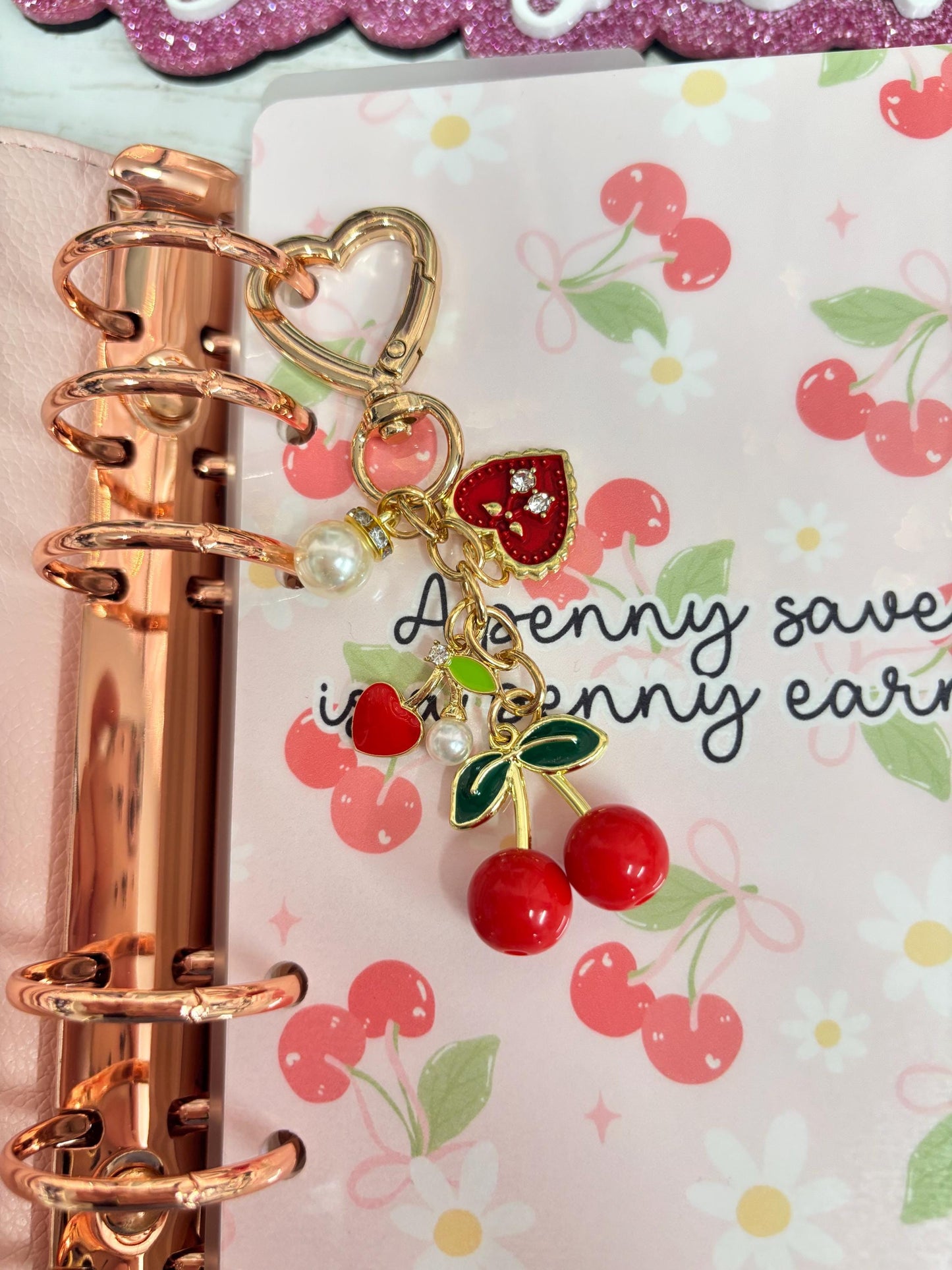 Cherry Heart Binder Charm