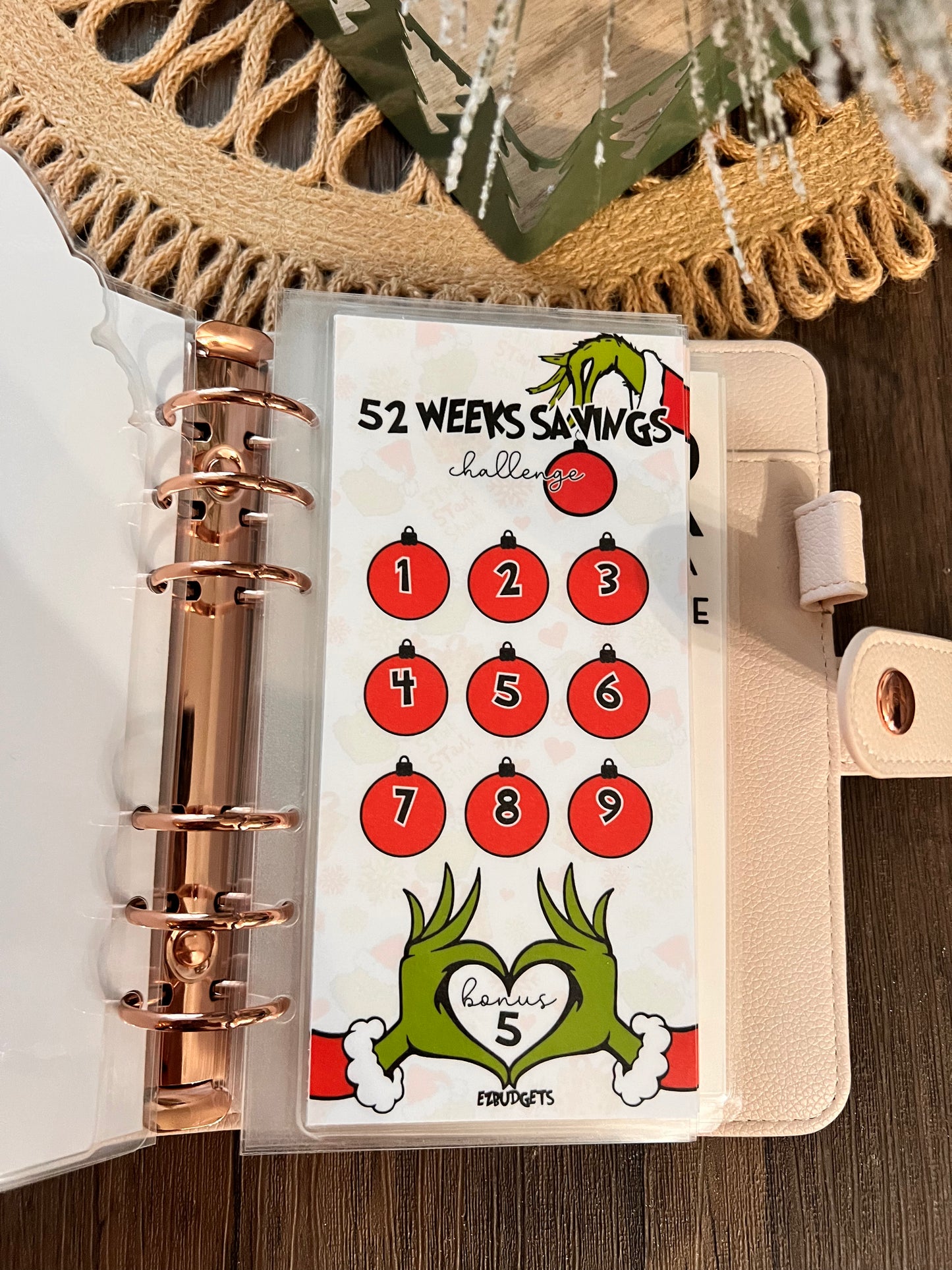 A6 Grinch 52 Weeks Christmas Savings Challenge