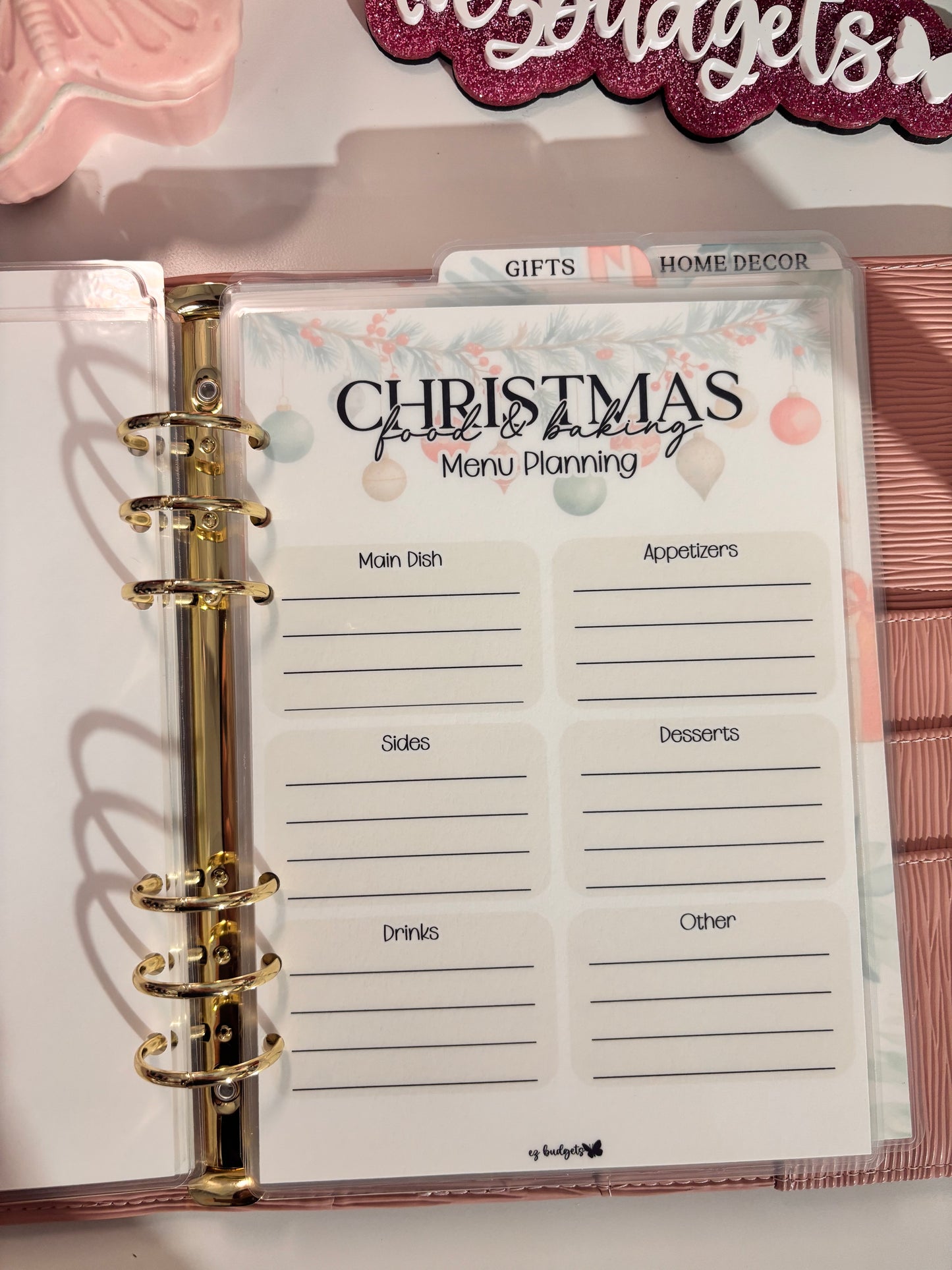 A5 Christmas Menu Planning Inserts