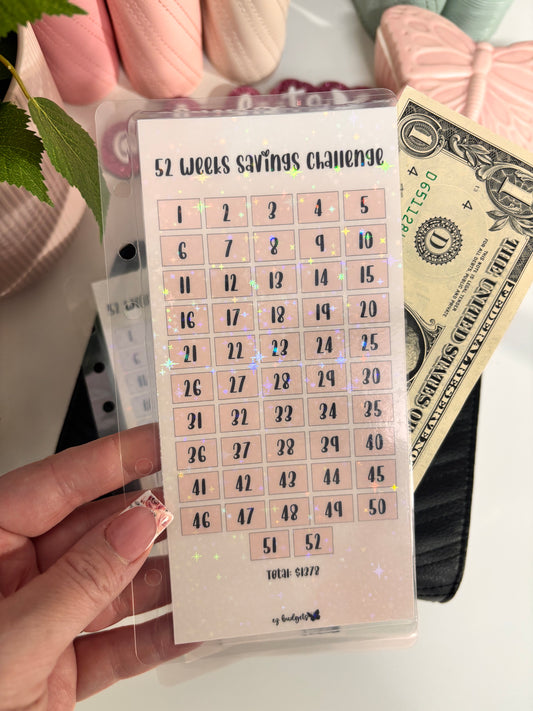 A6/Personal 52 Weeks Savings Challenge, with built in envelope