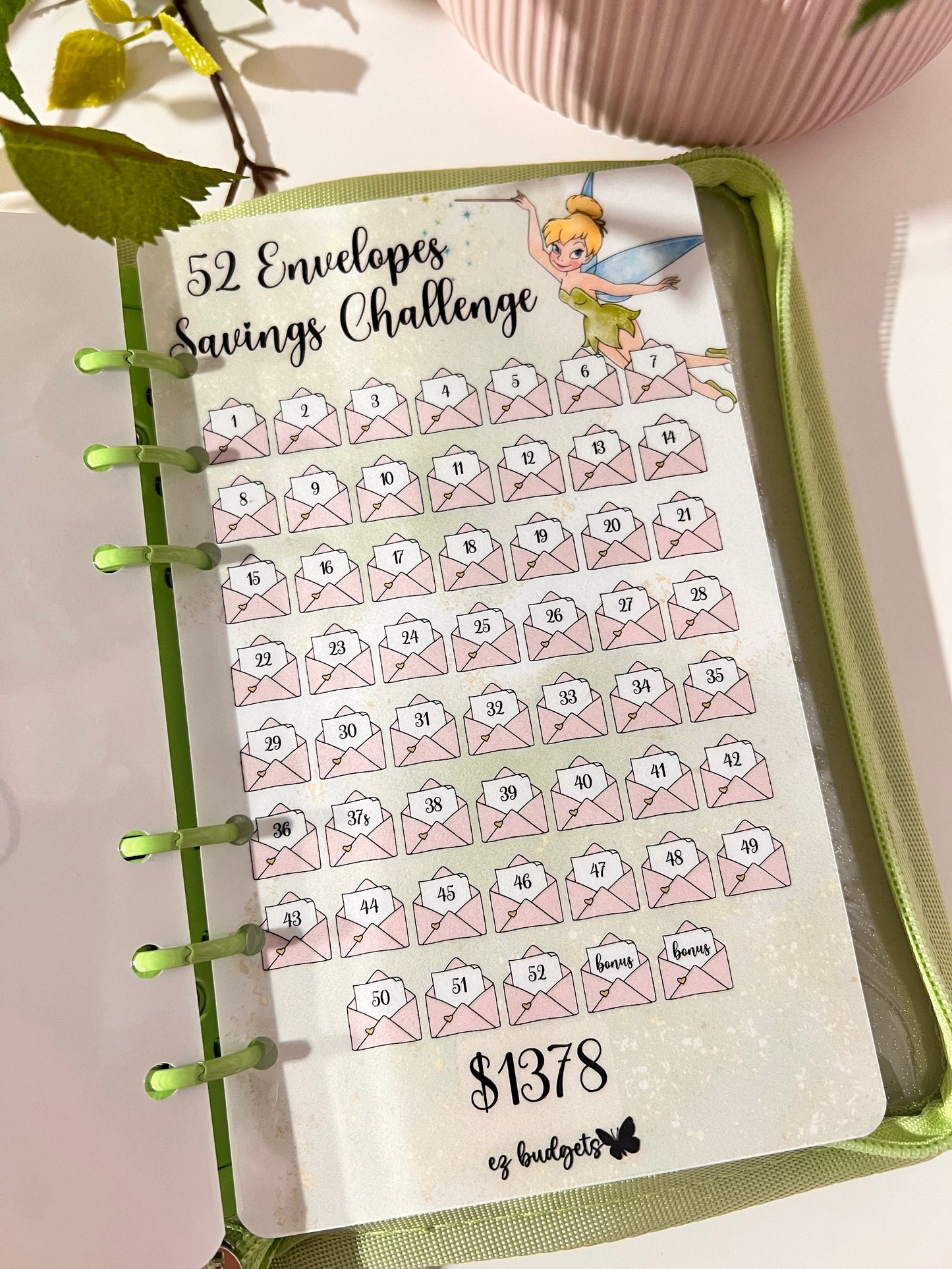 A6 Tinkerbell Envelopes Savings Challenge