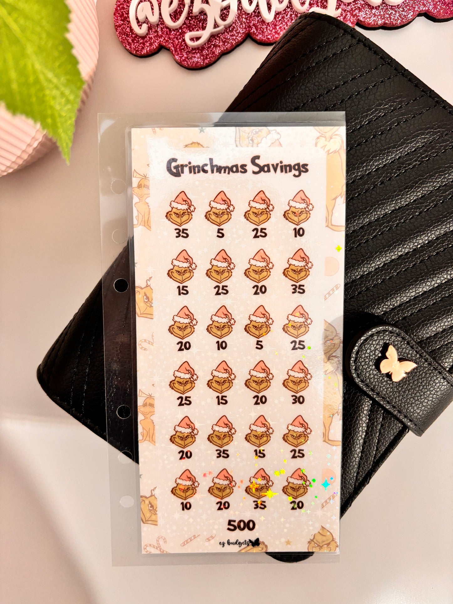 A6 Grinch's Savings Challenge- Sparkly| Christmas Savings Challenge | $500 Savings Challenge