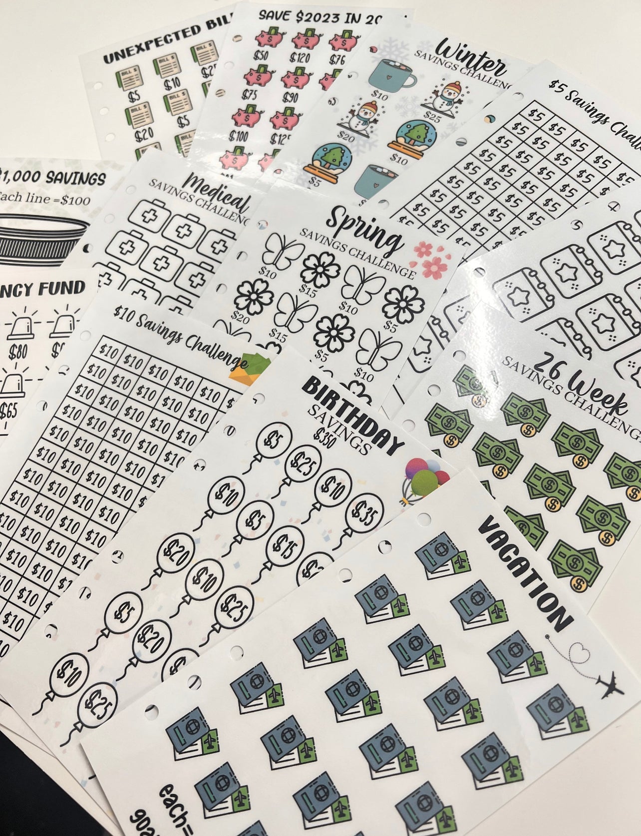 A6 Savings challenges, Car Maintenance, Home Maintenance, School, Graduation, Maternity Leave, ALL THE CHALLENGES :)