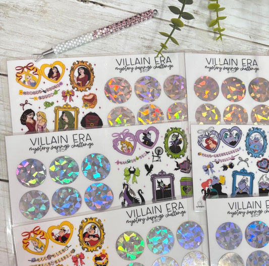 Villain Era Savings Challenge, 500 Scratch-Off Challenge, 6 Laminated Envelopes