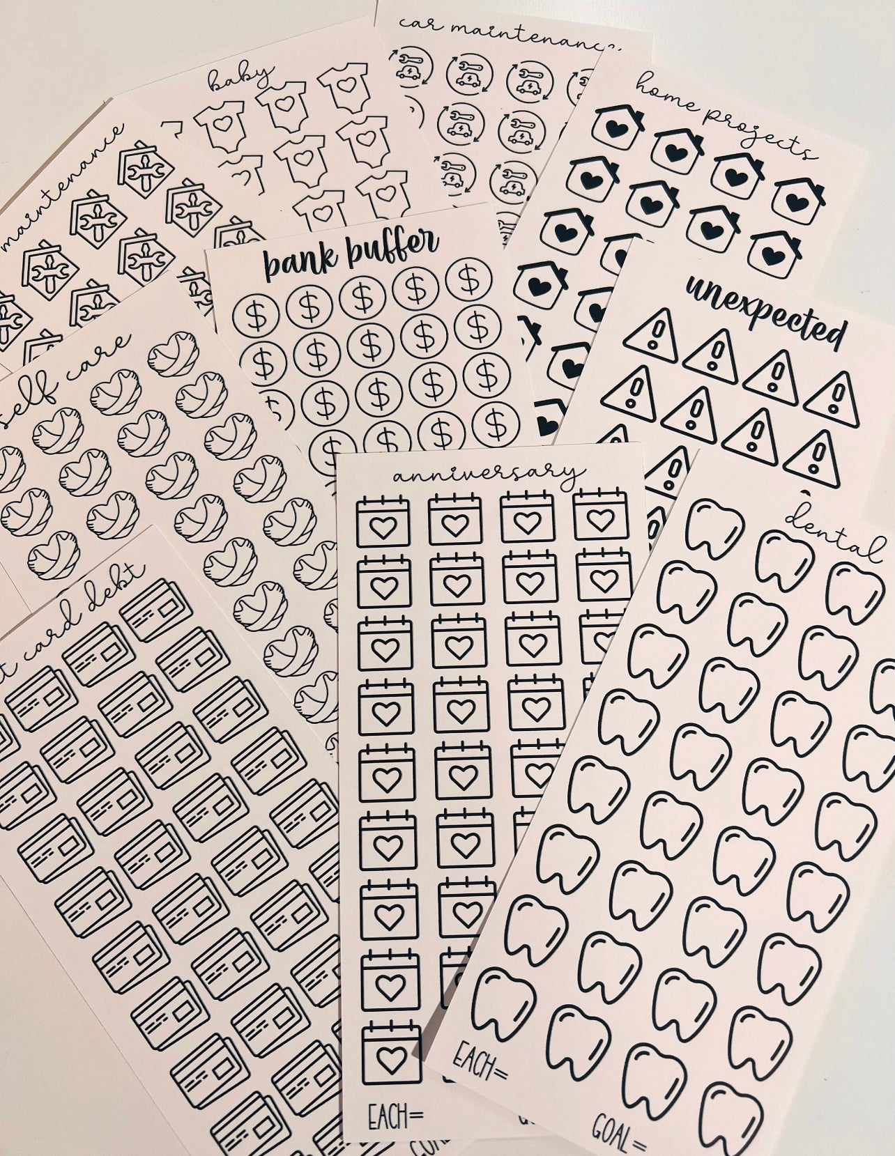 A6 Savings challenges, Car Maintenance, Home Maintenance, School, Graduation, Maternity Leave, ALL THE CHALLENGES :)