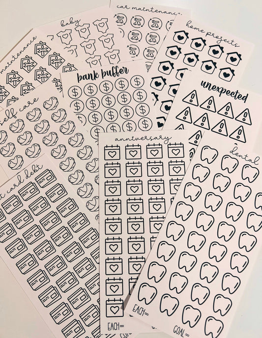 A6 Savings challenges, Car Maintenance, Home Maintenance, School, Graduation, Maternity Leave, ALL THE CHALLENGES :)