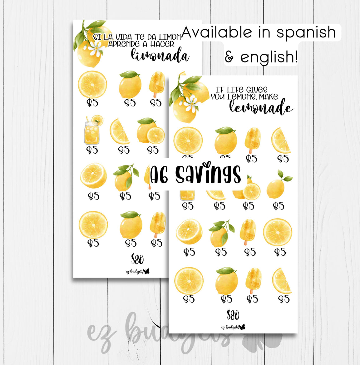 A6 Lemon Savings Challenge, Budgeting savings challenges, If life gives you lemons savings, Spanish Savings challenge