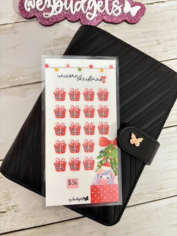 A6 Christmas Unicorn Savings Challenge, Budgeting savings challenges,  Cute savings