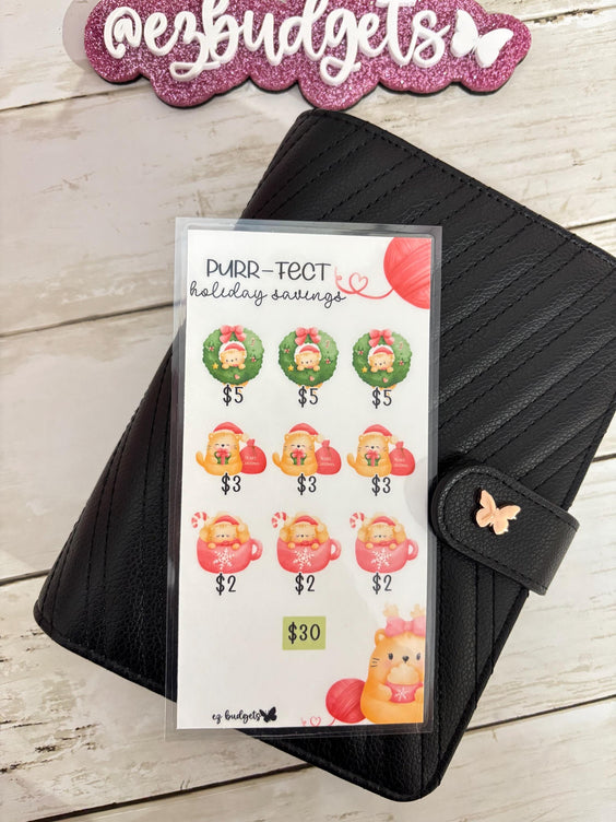 A6 500 Holiday Savings Challenge Bundle, 8 Christmas Themed Trackers + Holiday Dashboard,  Festive Cash Stuffing Kit