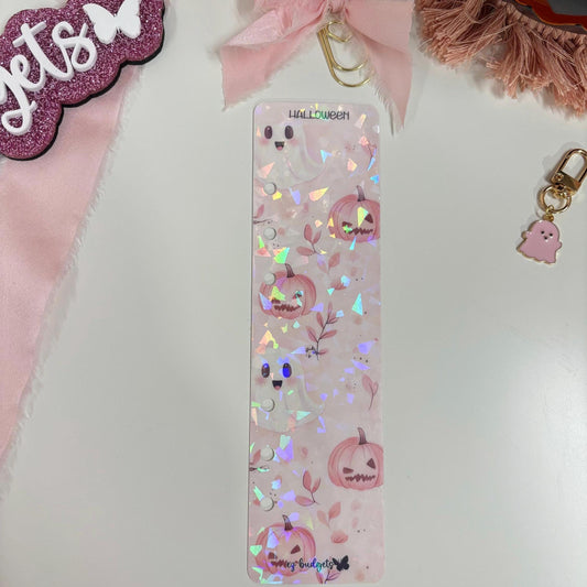 Halloween Budget Bookmarks, A6 Binder Divider, Ghost Pumpkin Bookmark, Pink Holographic Divider, Spooky Planner Insert, Budget Binder