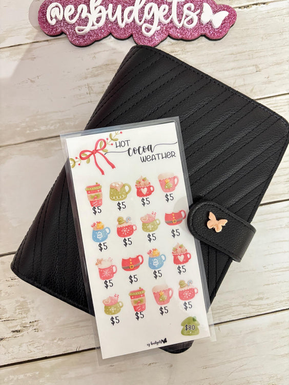 A6 Christmas Savings Challenge, Budgeting savings challenges,  Hot Cocoa savings