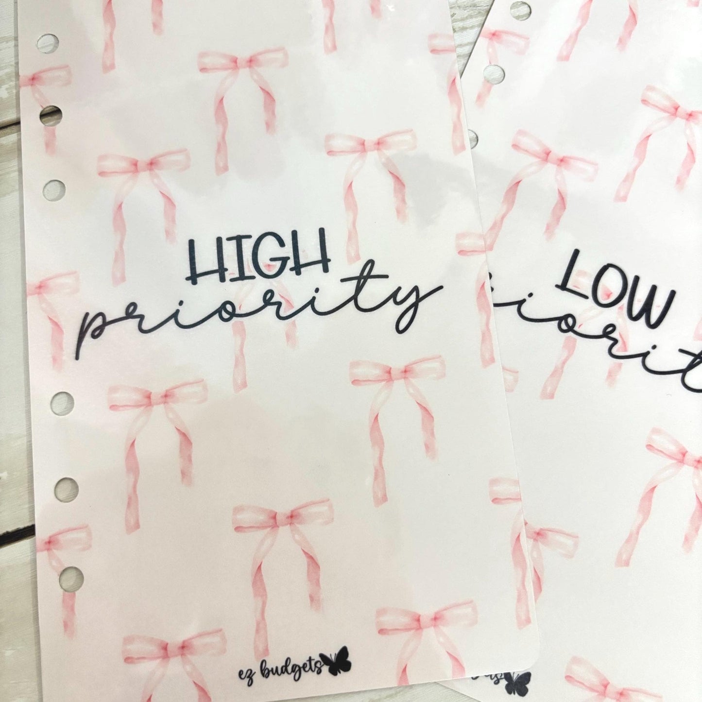 A6 Budget Binder,  High Priority & Low Priority Dashboards, Set of 2,