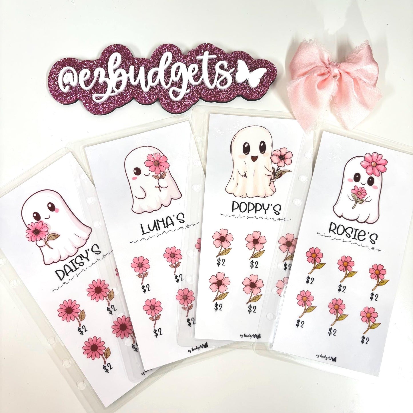 A6 Cute Halloween Savings Challenge, Floral Ghosts savings challenges