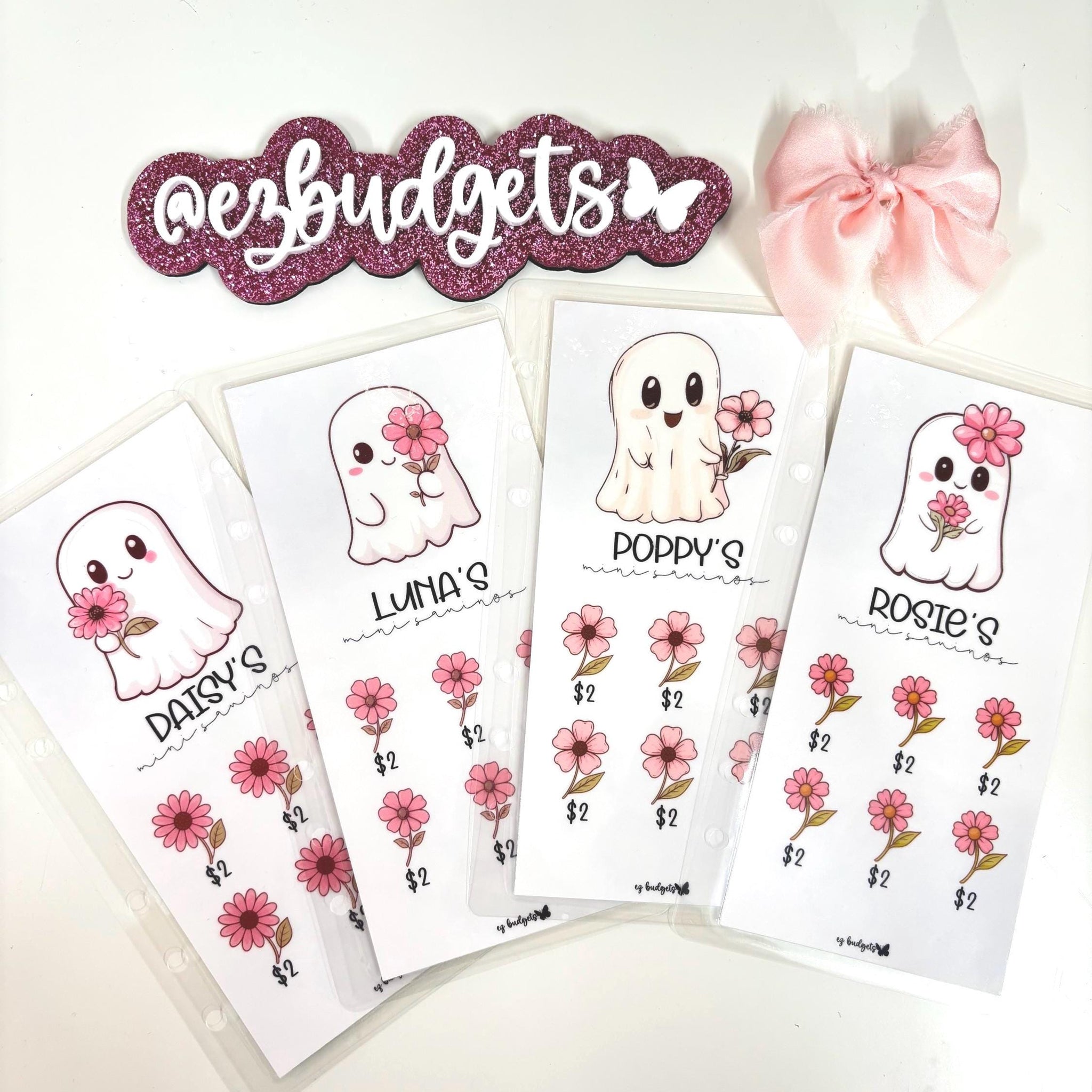 A6 Cute Halloween Savings Challenge, Floral Ghosts savings challenges