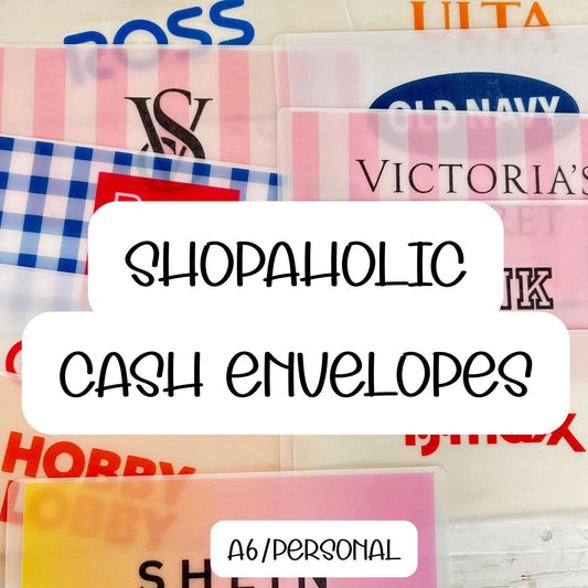 A6 Shopping Cash envelopes, Shopaholic Cash envelopes for budgeting