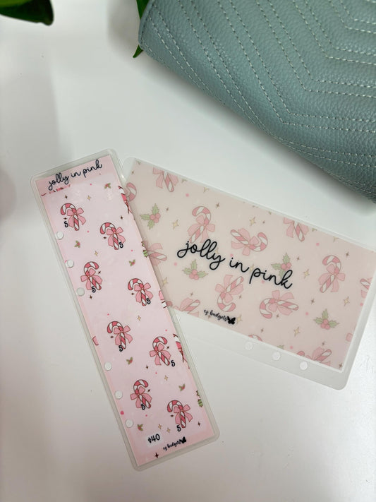 A6 Jolly in Pink Savings Challenge Bookmark & Envelope Set  | Cash Envelope System | Budgeting Tracker, Christmas Savings