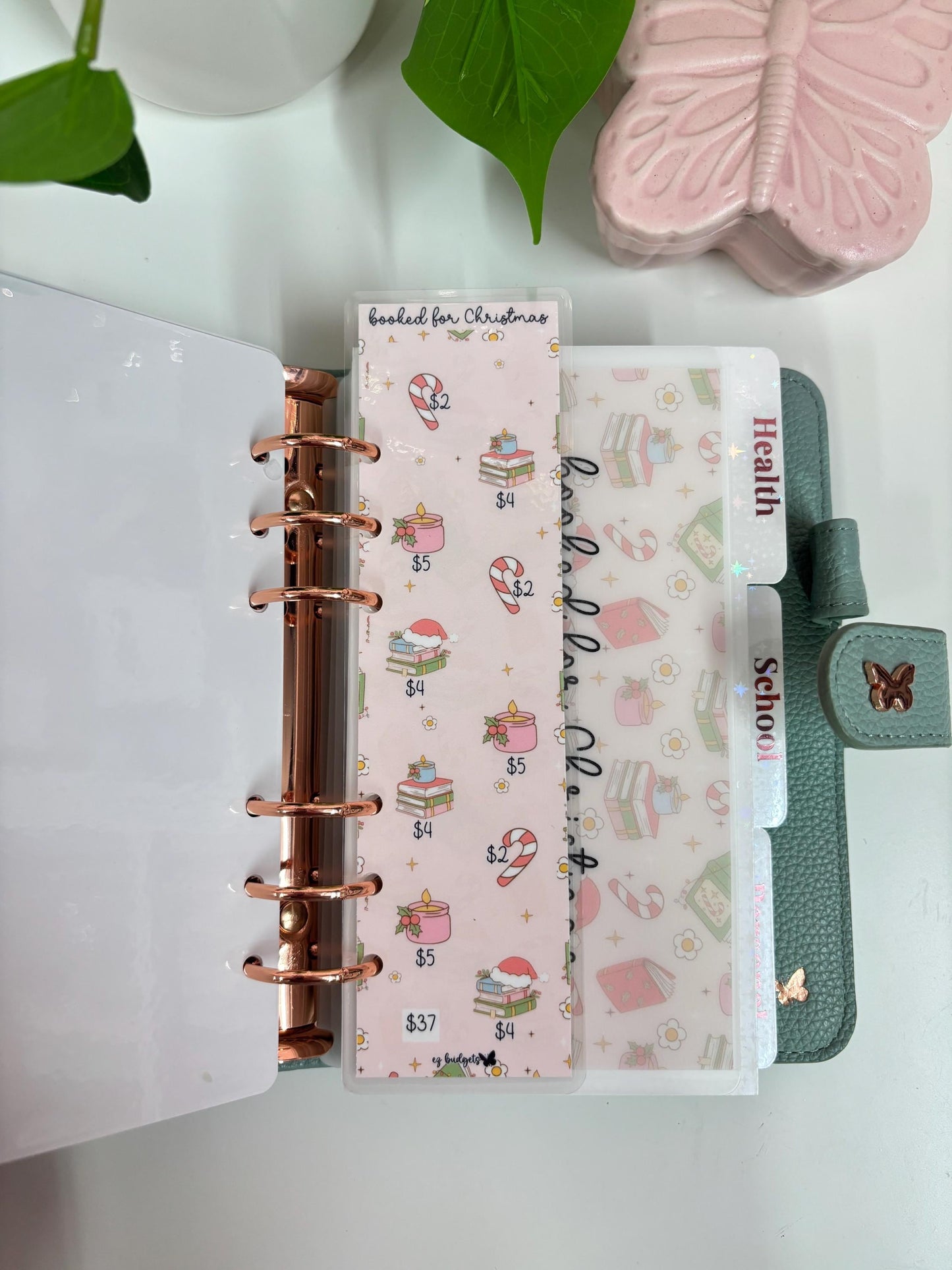 A6 Booked For Christmas Savings Challenge Bookmark & Envelope Set  | Cash Envelope System | Budgeting Tracker, Christmas Savings,