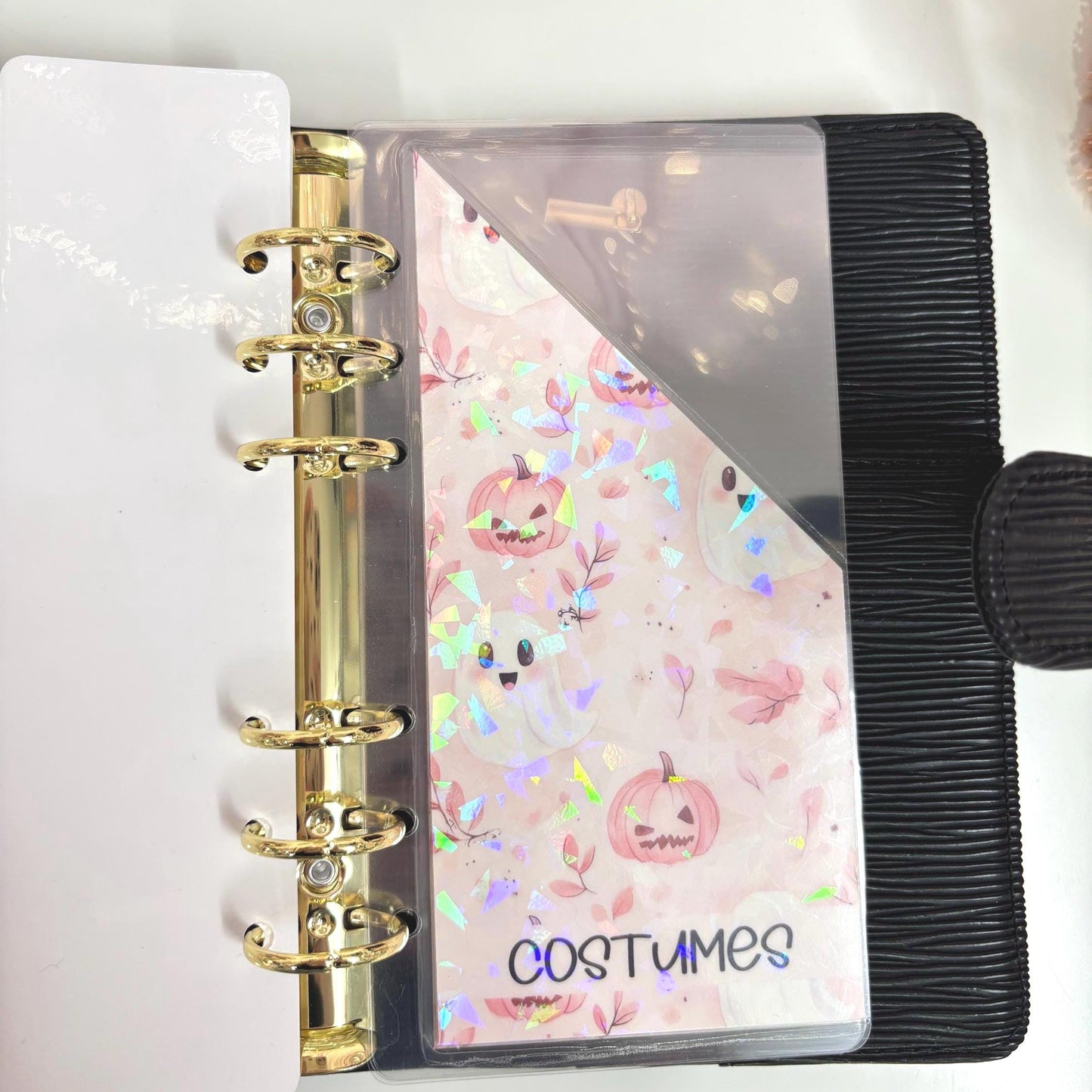 A6 Custom Halloween Budget Envelopes, A6 Binder Inserts, Pink Ghost Cash Envelopes, Holographic Savings, Personalized Categories
