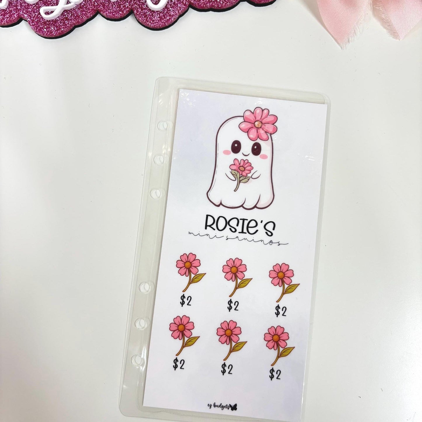 A6 Cute Halloween Savings Challenge, Floral Ghosts savings challenges