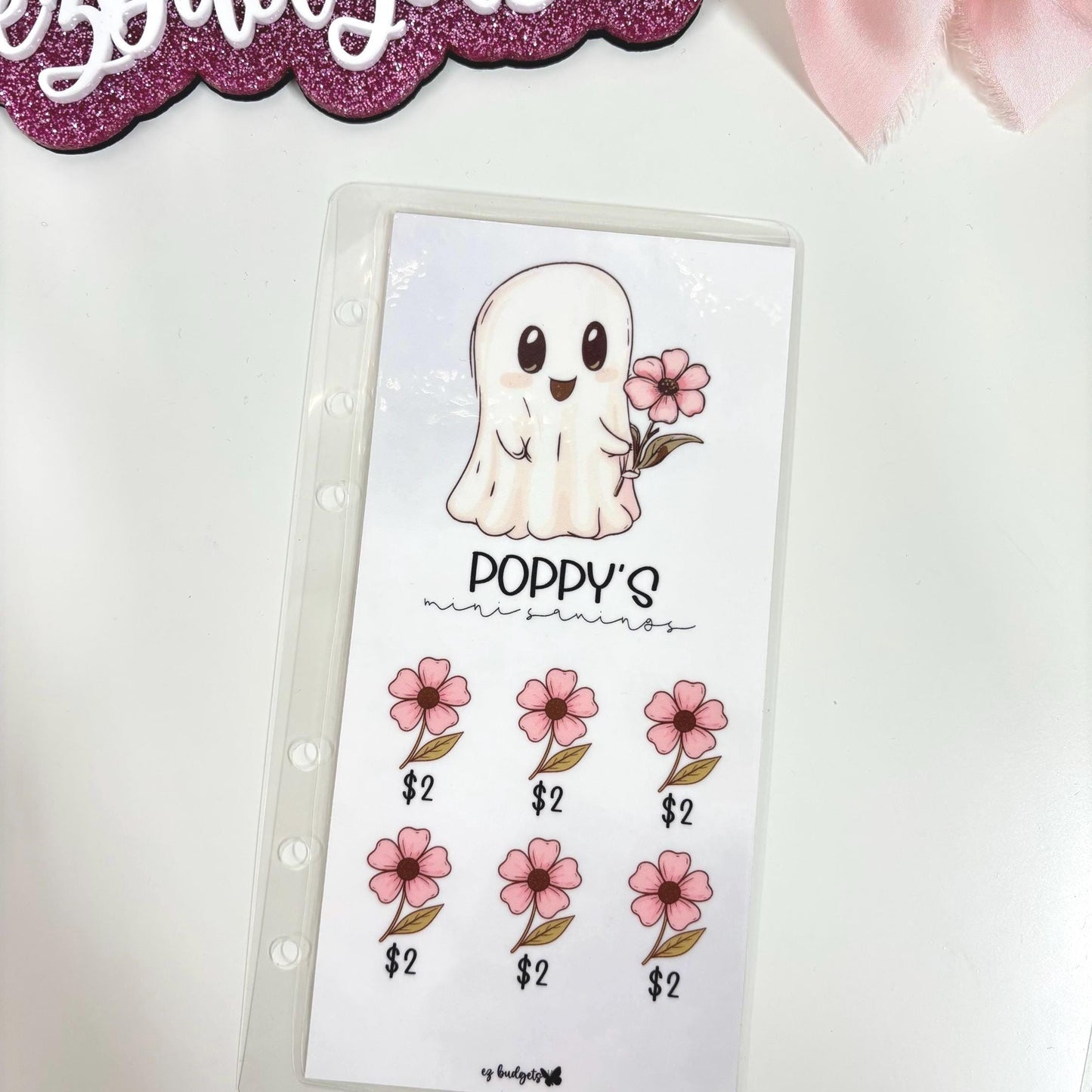 A6 Cute Halloween Savings Challenge, Floral Ghosts savings challenges
