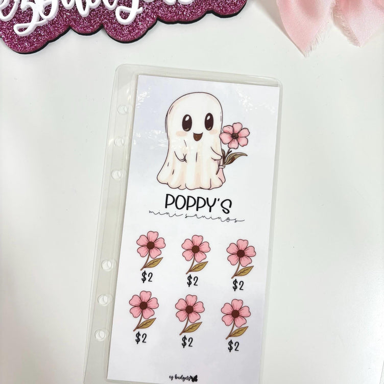 A6 Cute Halloween Savings Challenge, Floral Ghosts savings challenges