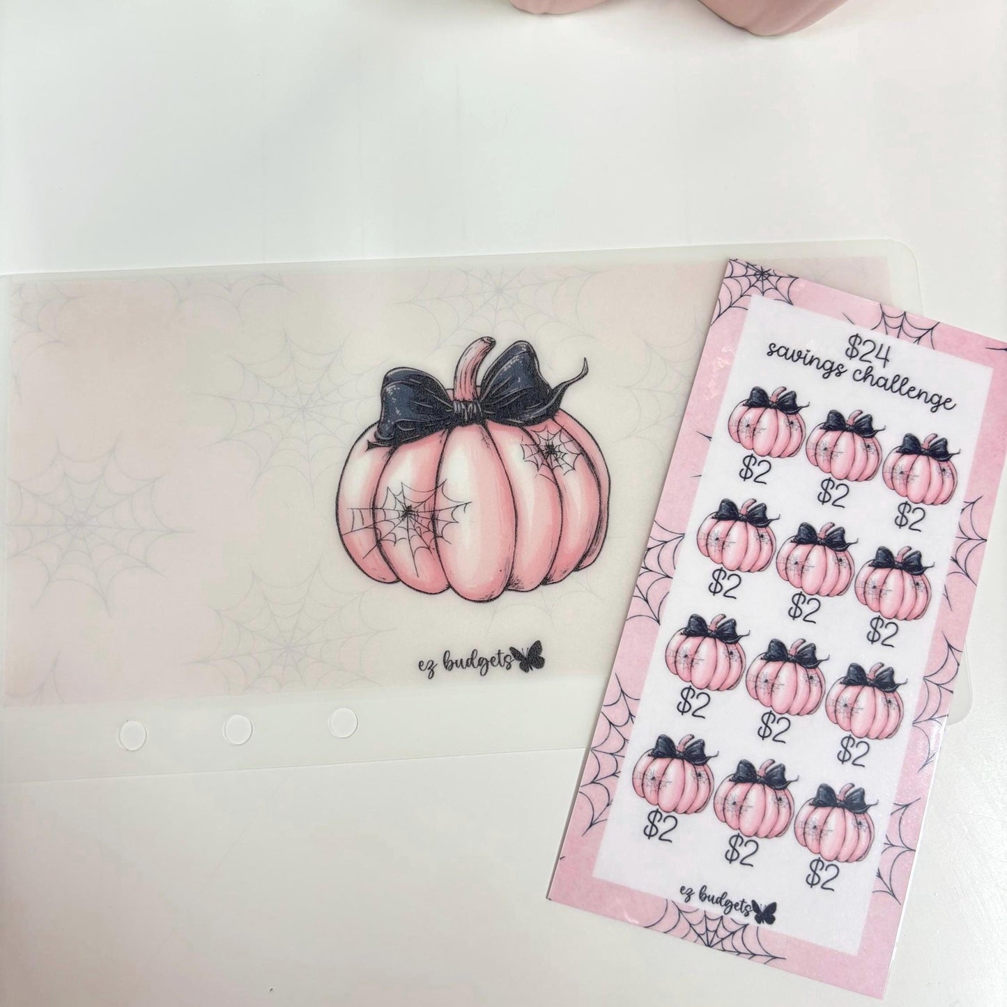 A6/Personal Pumpkin Savings Challenges, Fall Season Mini Savings Challenge, Coquette Pumpkin Savings Challenges