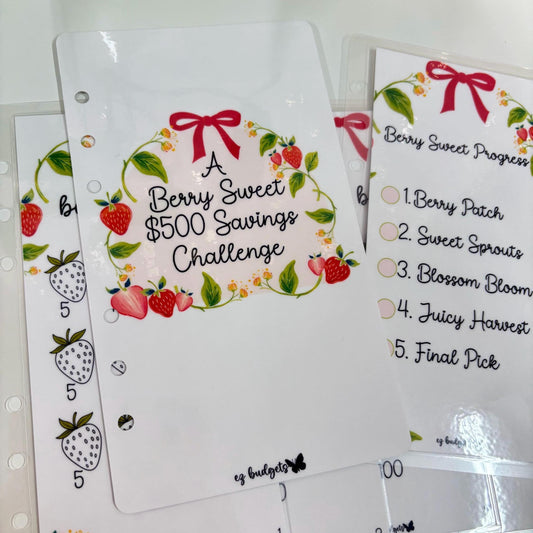 New! A6/Personal Berry Sweet 500 Savings Challenge | Strawberry-Themed Savings Challenge | 5-Part Savings Challenge