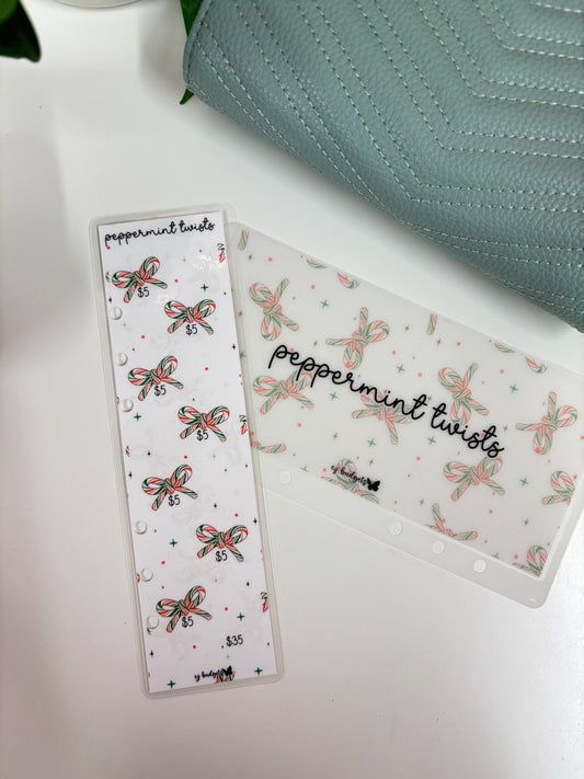 A6 Peppermint Twists Savings Challenge Bookmark & Envelope Set  | Cash Envelope System | Budgeting Tracker, Christmas Savings