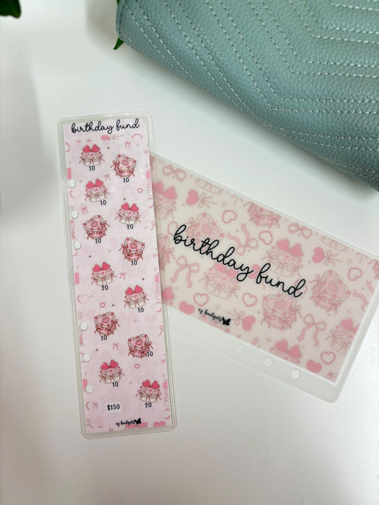 A6 Birthday Fund Savings Challenge Bookmark & Envelope Set  | Cash Envelope System | Budgeting Tracker, Birthday Savings
