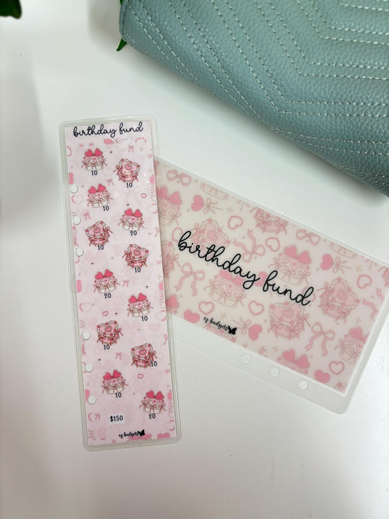 A6 Birthday Fund Savings Challenge Bookmark & Envelope Set  | Cash Envelope System | Budgeting Tracker, Birthday Savings