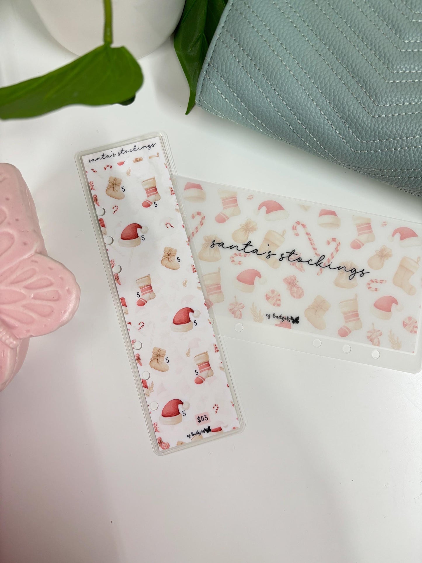 A6 Santas Stockings Savings Challenge Bookmark & Envelope Set  | Cash Envelope System | Budgeting Tracker, Christmas Savings