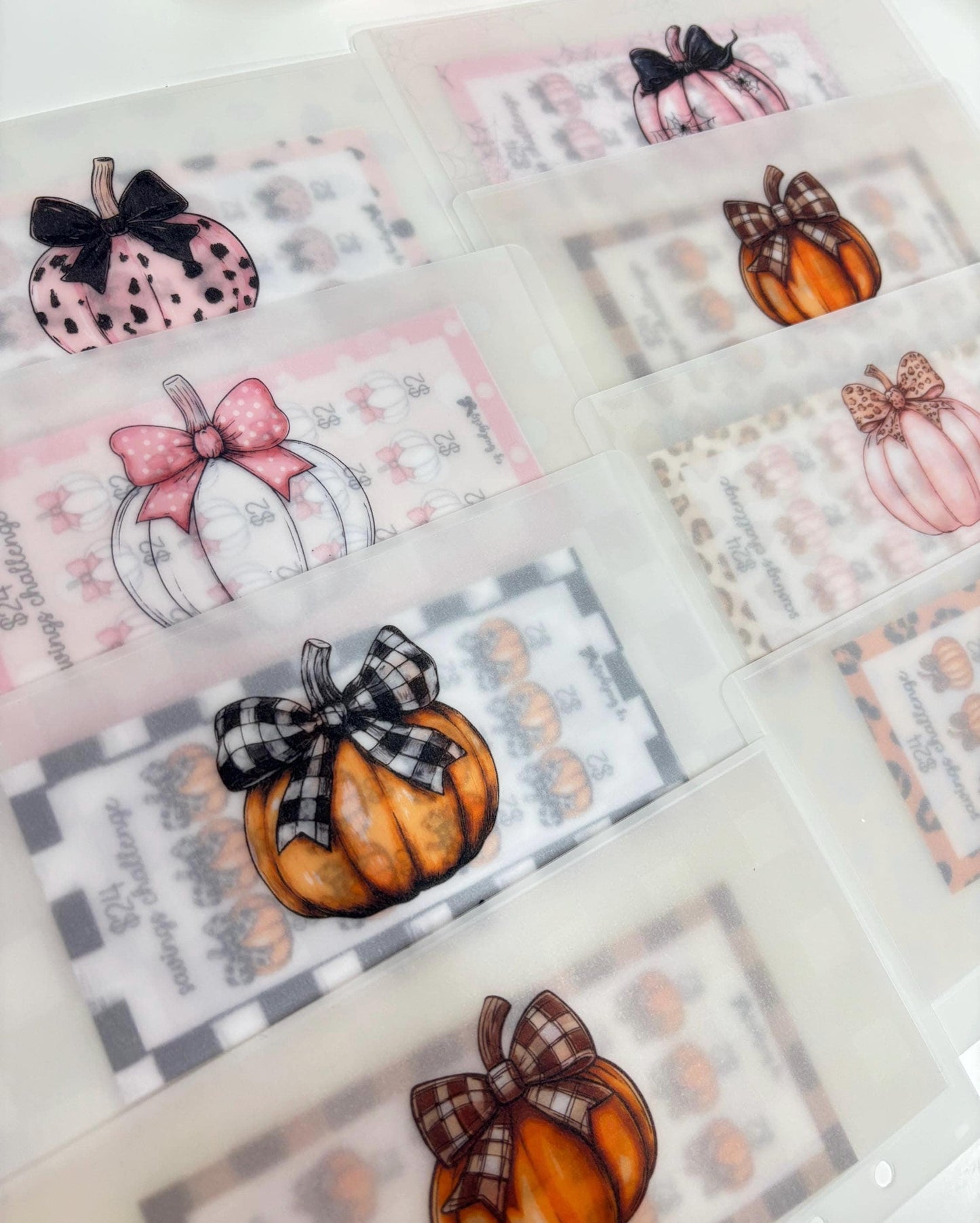 A6/Personal Pumpkin Savings Challenges, Fall Season Mini Savings Challenge, Coquette Pumpkin Savings Challenges