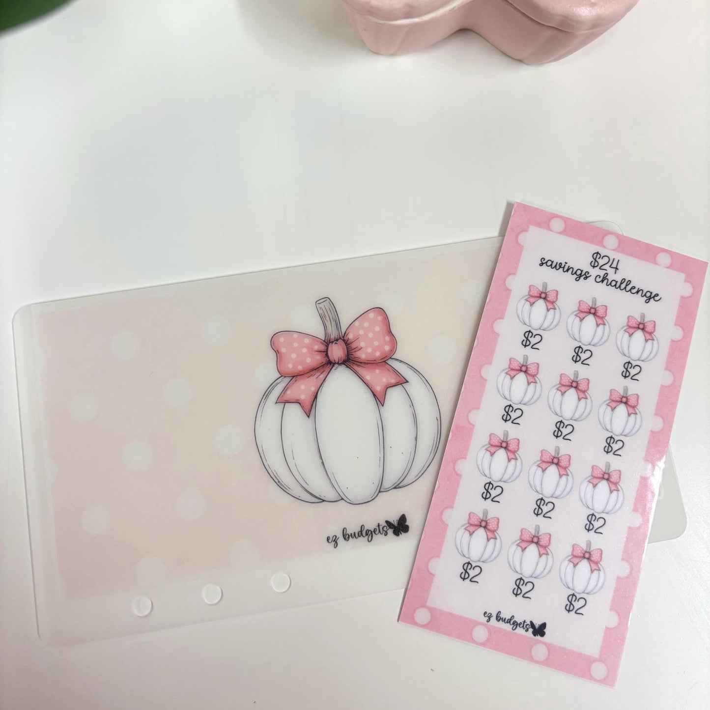 A6/Personal Pumpkin Savings Challenges, Fall Season Mini Savings Challenge, Coquette Pumpkin Savings Challenges
