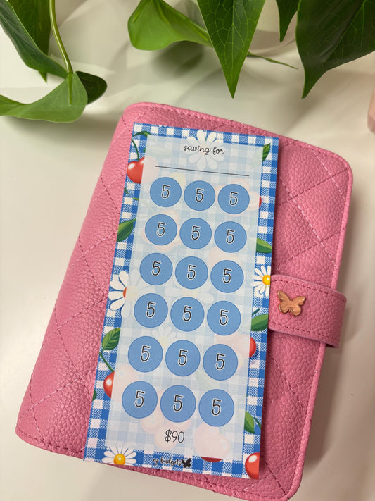 A6/Personal  Small amounts Savings Challenge, Cherries & Daisies Savings Challenge, Budgeting savings challenges