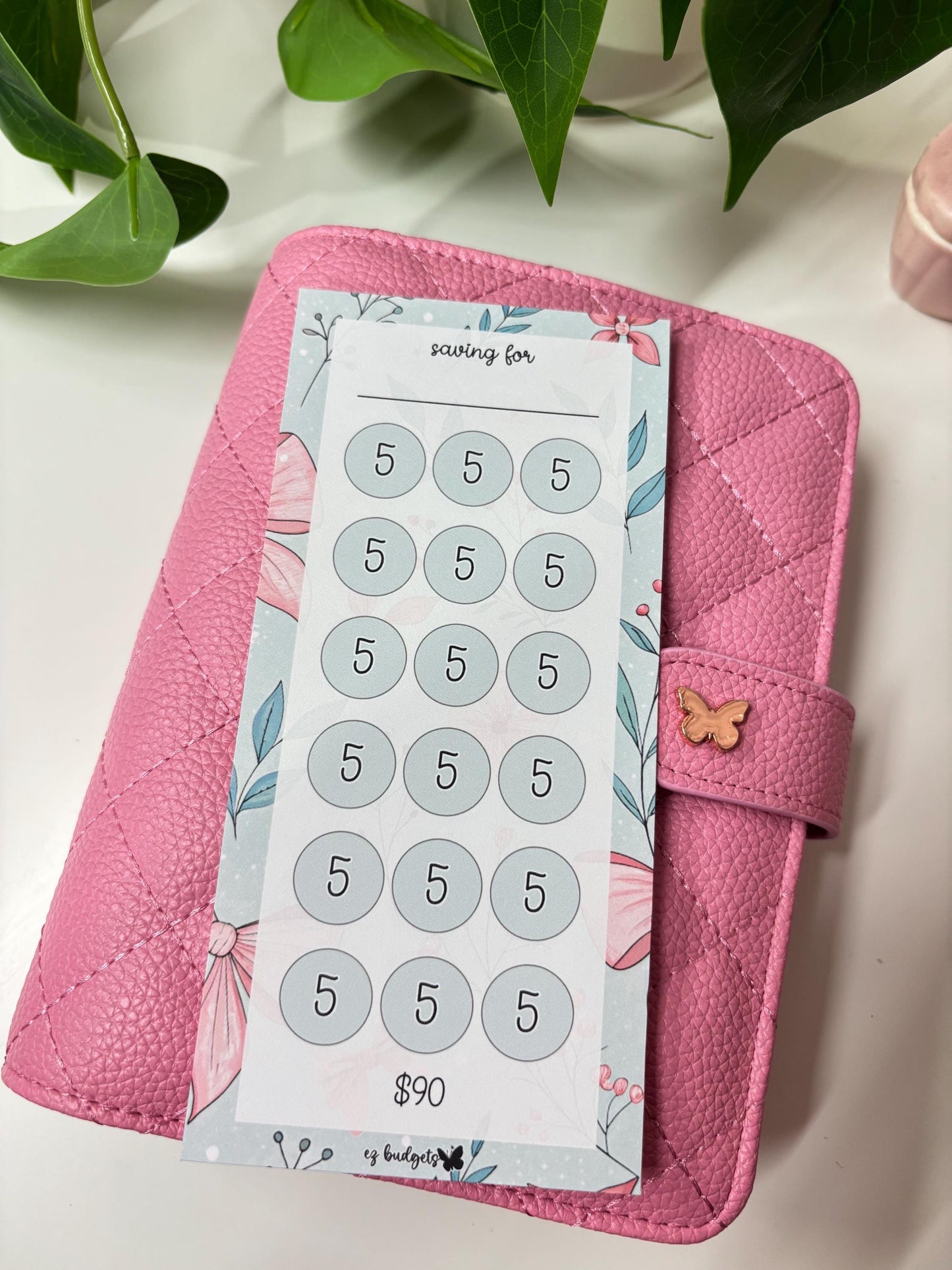 A6/Personal  Small amounts Savings Challenge, Floral Bows Savings Challenge, Budgeting savings challenges
