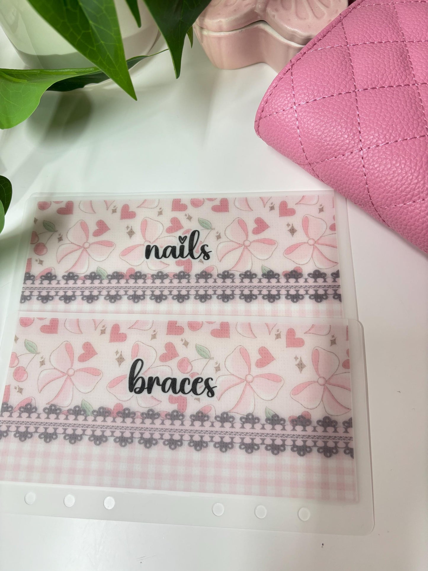 A6/Personal Cherries Custom envelopes, Vellum cash envelopes, A7 Cash envelopes, Frosted Cash envelopes