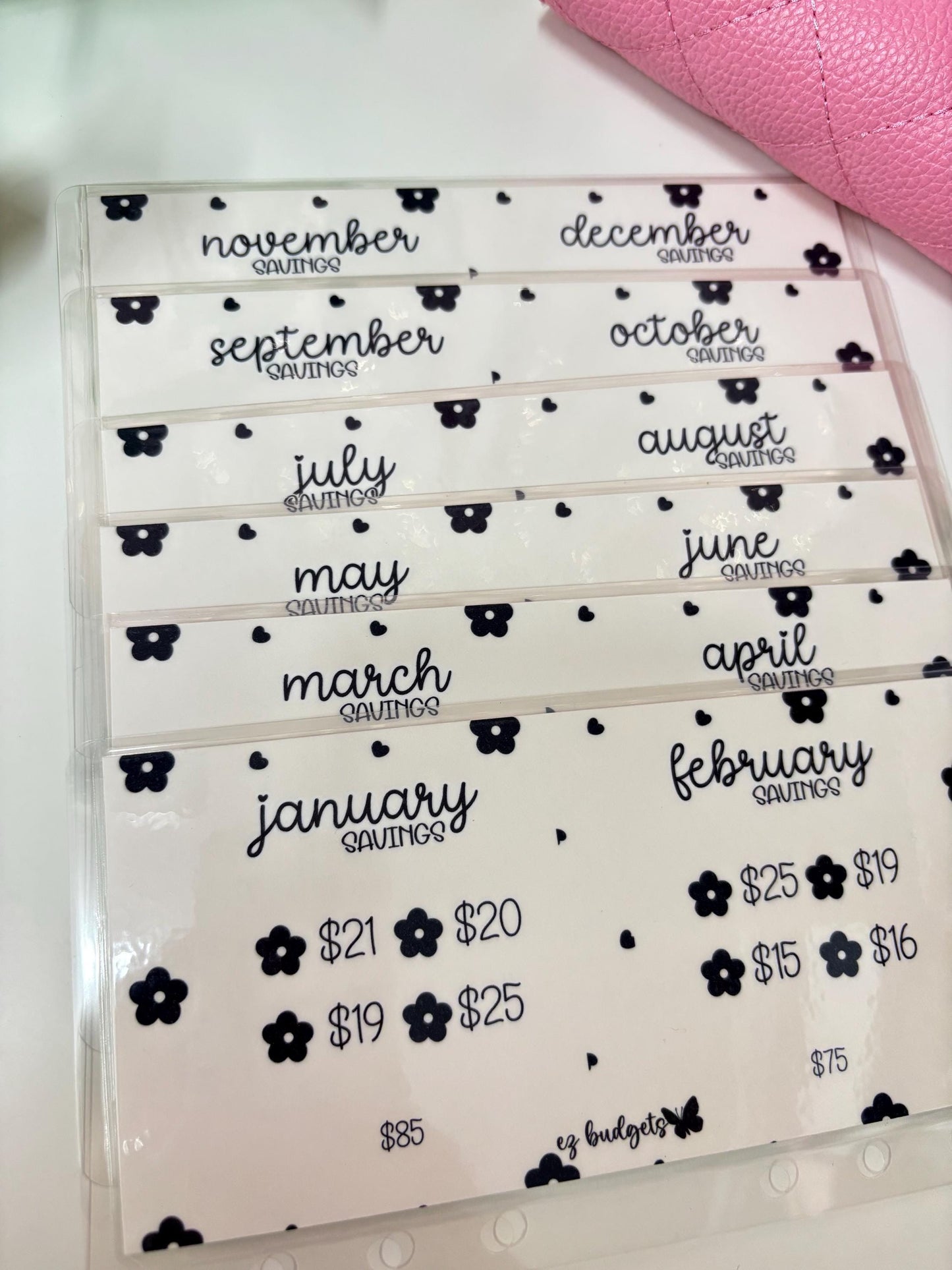 A6 Monthly Savings Challenge, A6 Monthly Savings, 1k Monthly Savings Challenge