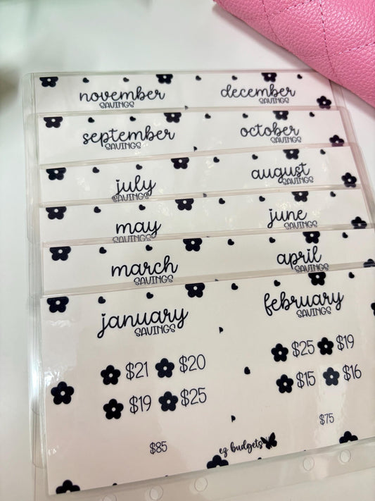 A6 Monthly Savings Challenge, A6 Monthly Savings, 1k Monthly Savings Challenge