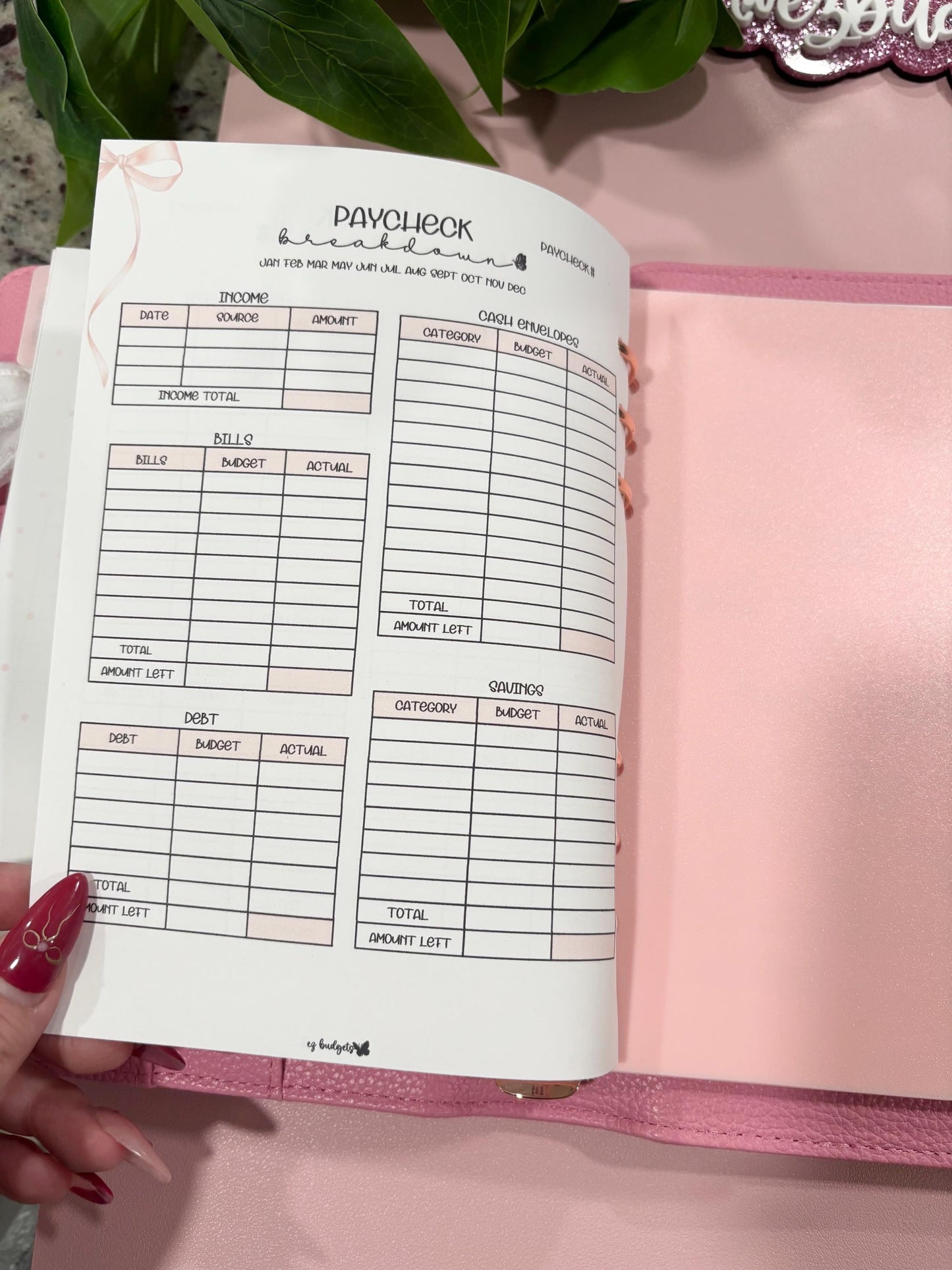 A5 Paycheck Breakdown, Laminated, Reusable, Budget Planner Inserts