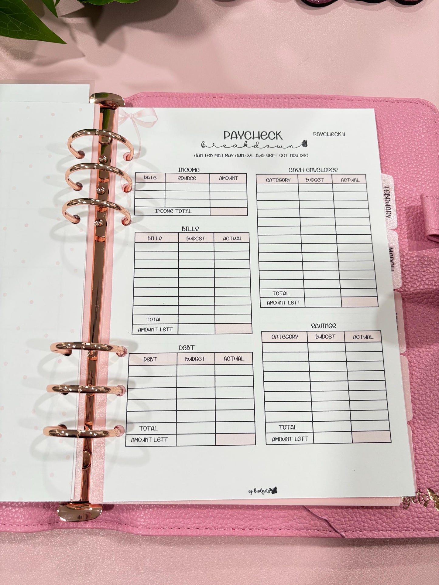 A5 Paycheck Breakdown, Laminated, Reusable, Budget Planner Inserts