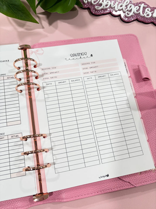 A5 Savings Tracker, Laminated, Reusable, Budget Planner Inserts, Build Your Own Budget Planner