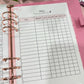 A5 Bill Tracker, Laminated, Reusable, Budget Planner Inserts, Build Your Own Budget Planner