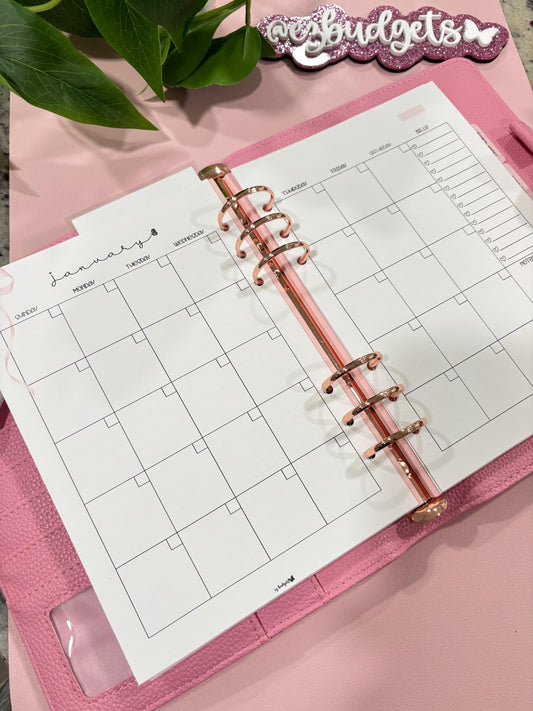 A5 Monthly Overview + Monthly Reflections, Laminated, Reusable, Budget Planner Inserts, Build Your Own Budget Planner, Includes ONE month