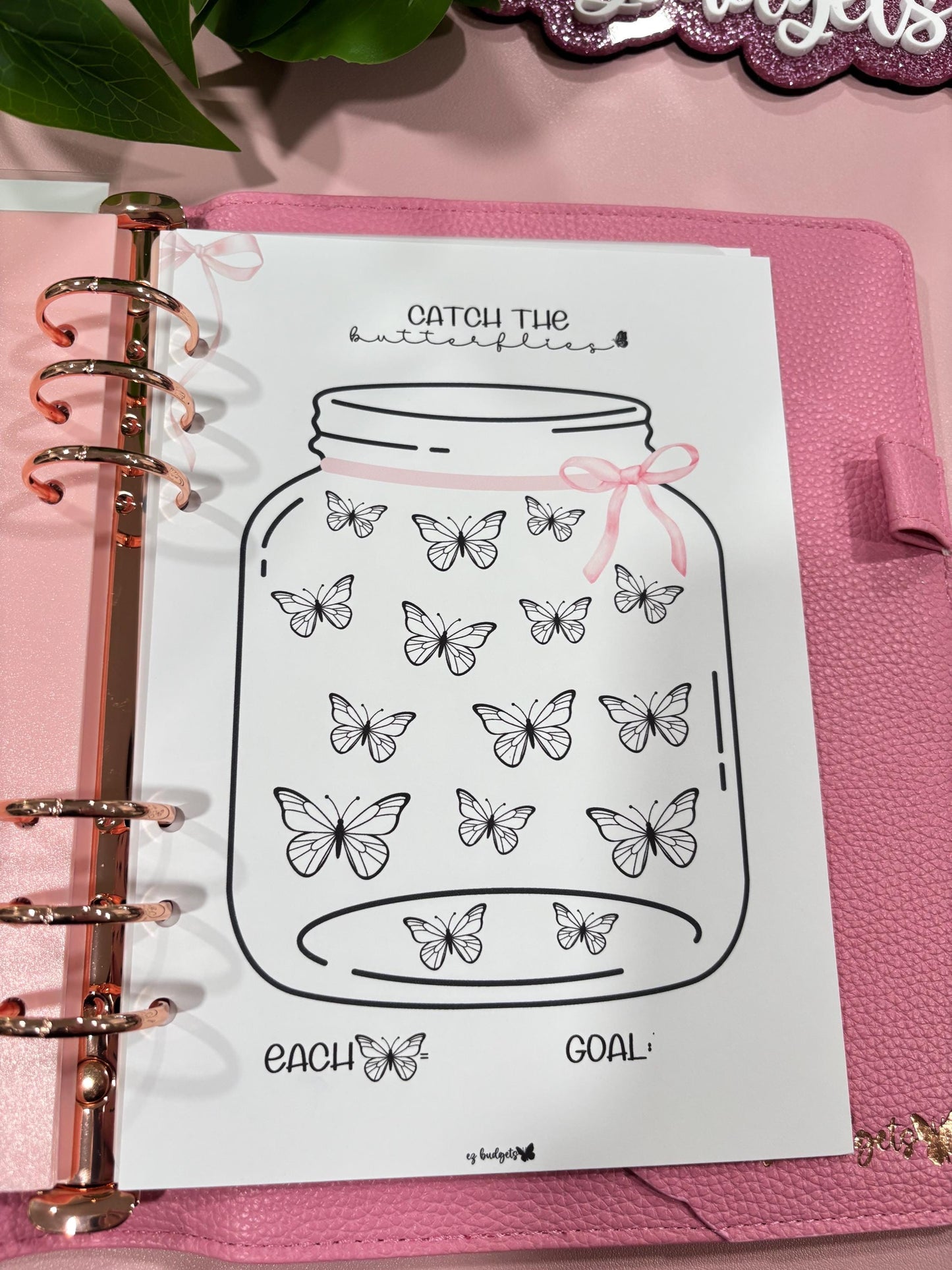 A5 Catch The Butterflies Savings Challenge, Laminated, Reusable, Budget Planner Inserts, Build Your Own Budget Planner